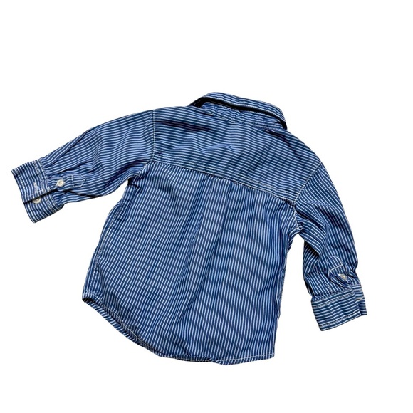 Carter’s Striped Blue White Long Sleeve Shirt Button Up Collar Baby Boy 3M - Picture 3 of 3